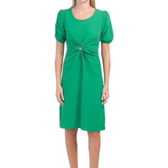Brit & Bri Dresses | Brit & Bri Dress Wedding Guest Cut Out D Ring Midi Dress - Emerald Green Summer | Color: Green | Size: M | The_Socialite's Closet